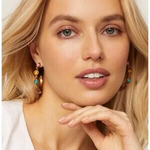 Sylvia Toledano Multi Color Stones Summer Candy Small Candy Hoop Earrings